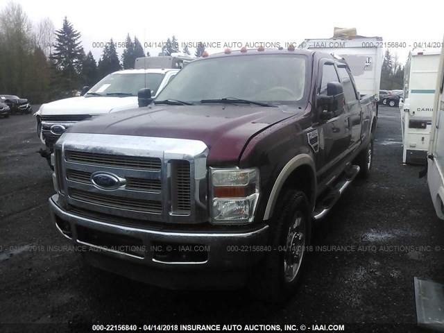 1FTWW31R18EC26537 - 2008 FORD F350 4X4 SRW SUPER DUTY MAROON photo 2