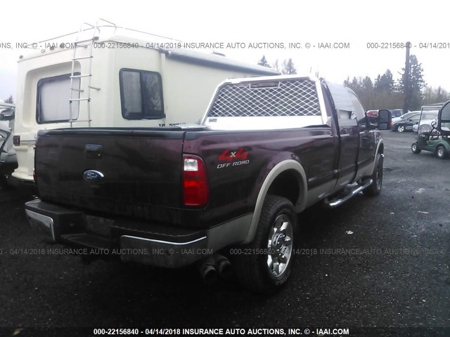 1FTWW31R18EC26537 - 2008 FORD F350 4X4 SRW SUPER DUTY MAROON photo 4