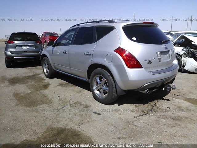 JN8AZ08T67W500989 - 2007 NISSAN MURANO SL/SE/S SILVER photo 3