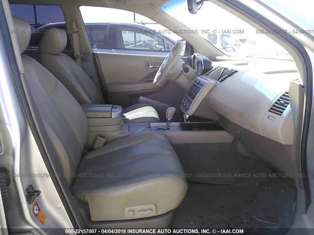 JN8AZ08T67W500989 - 2007 NISSAN MURANO SL/SE/S SILVER photo 5