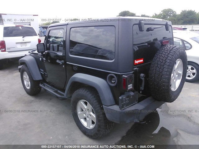 1C4AJWAG6CL256517 - 2012 JEEP WRANGLER SPORT BLACK photo 3