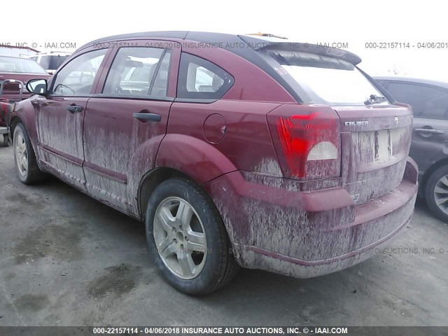 1B3HB48B77D343810 - 2007 DODGE CALIBER SXT RED photo 3