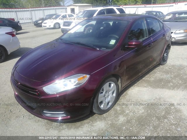 1C3CDFAA4FD345758 - 2015 DODGE DART SE MAROON photo 2