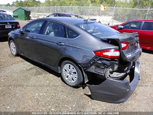 1FA6P0G7XE5355265 - 2014 FORD FUSION S GRAY photo 3