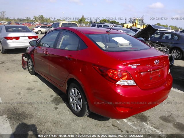 KMHCT4AE2DU572350 - 2013 HYUNDAI ACCENT GLS/GS RED photo 3