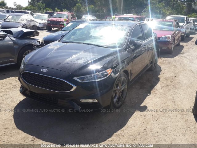 3FA6P0VP7HR262496 - 2017 FORD FUSION SPORT BLACK photo 2