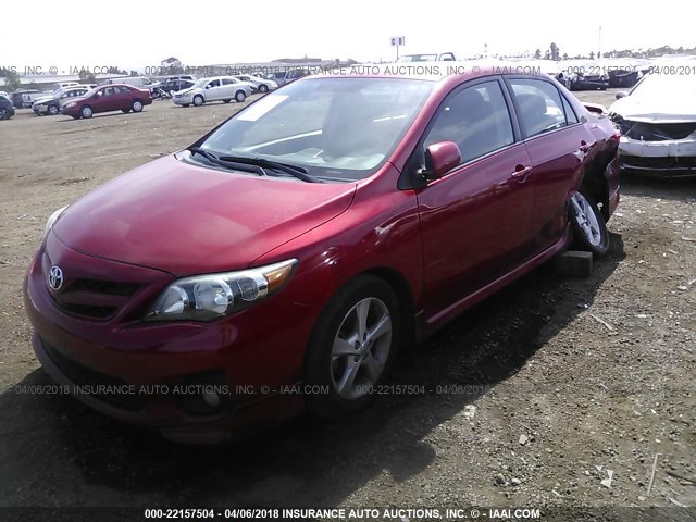 2T1BU4EE0CC856711 - 2012 TOYOTA COROLLA S/LE RED photo 2