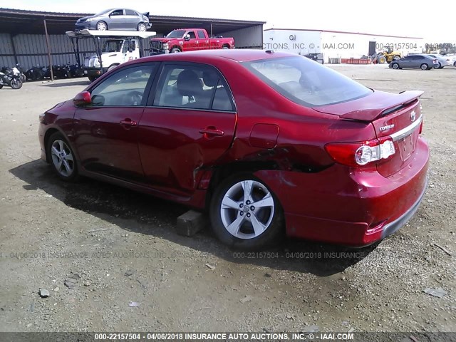 2T1BU4EE0CC856711 - 2012 TOYOTA COROLLA S/LE RED photo 3