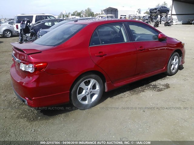 2T1BU4EE0CC856711 - 2012 TOYOTA COROLLA S/LE RED photo 4