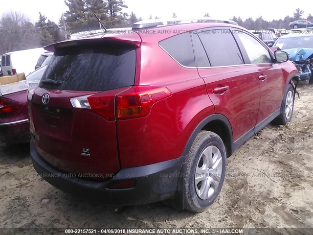 JTMBFREV7EJ009439 - 2014 TOYOTA RAV4 LE RED photo 4