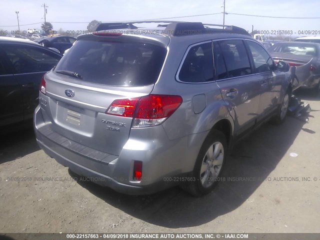 4S4BRDKC1B2368848 - 2011 SUBARU OUTBACK 3.6R LIMITED GRAY photo 4