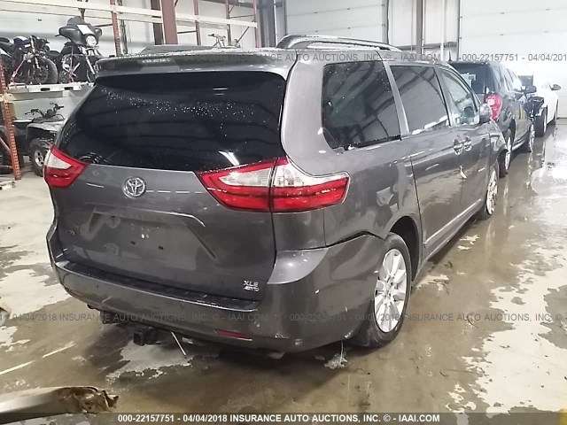 5TDDZ3DC3HS149248 - 2017 TOYOTA SIENNA XLE/LIMITED GRAY photo 4