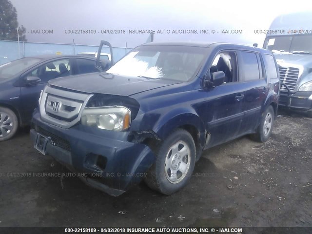 5FNYF48259B047912 - 2009 HONDA PILOT LX BLUE photo 2