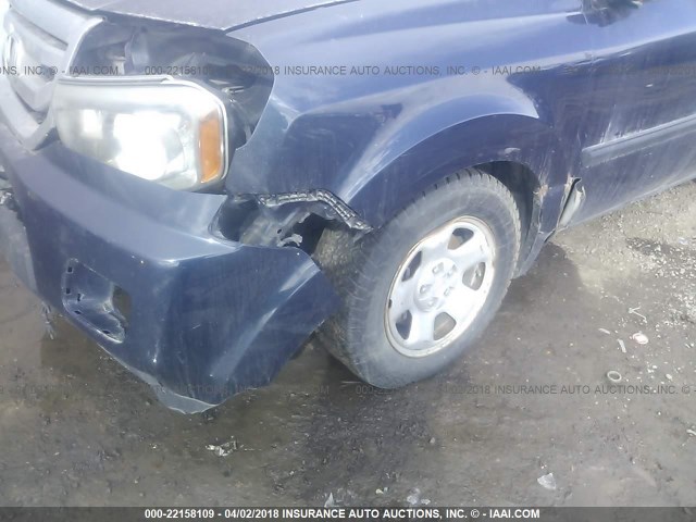 5FNYF48259B047912 - 2009 HONDA PILOT LX BLUE photo 6