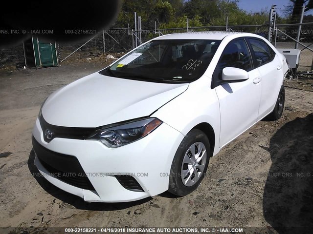 2T1BURHE1FC375430 - 2015 TOYOTA COROLLA L/LE/LE PLS/PRM/S/S PLS WHITE photo 2