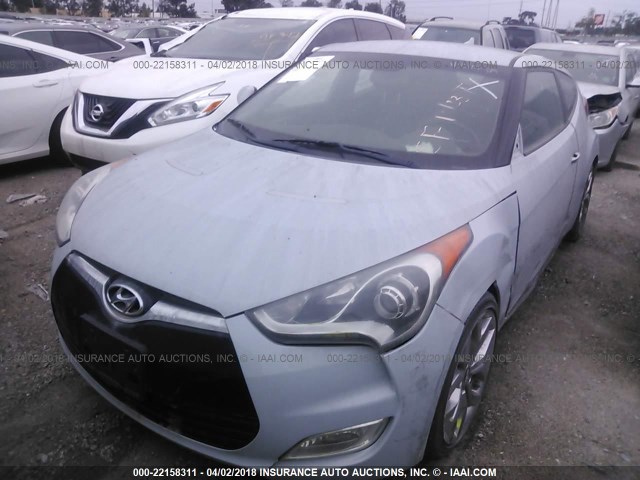 KMHTC6AD6FU223441 - 2015 HYUNDAI VELOSTER Light Blue photo 2