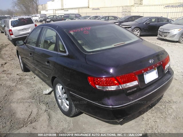 KMHFC46F96A083642 - 2006 HYUNDAI AZERA SE/LIMITED PURPLE photo 3