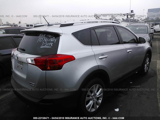 2T3DFREV7EW211191 - 2014 TOYOTA RAV4 LIMITED SILVER photo 4