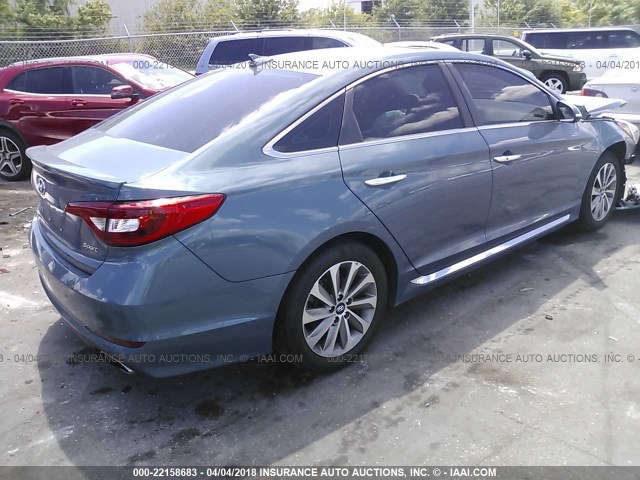 5NPE34AF8GH374943 - 2016 HYUNDAI SONATA SPORT/LIMITED BLUE photo 4