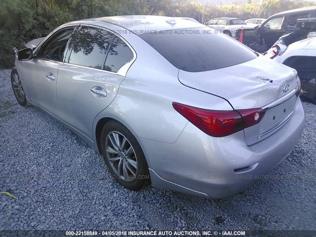 JN1BV7APXEM680815 - 2014 INFINITI Q50 PREMIUM/SPORT SILVER photo 3