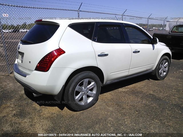 JN8AZ08T97W522792 - 2007 NISSAN MURANO SL/SE/S WHITE photo 4