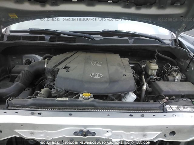 5TFRU5F1XAX022010 - 2010 TOYOTA TUNDRA DOUBLE CAB SR5 SILVER photo 10