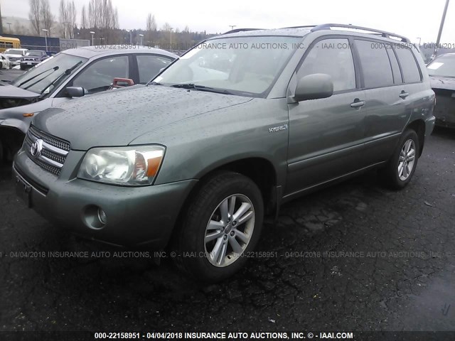 JTEGW21A370017445 - 2007 TOYOTA HIGHLANDER HYBRID GREEN photo 2