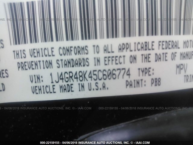 1J4GR48K45C606774 - 2005 JEEP GRAND CHEROKEE LAREDO/COLUMBIA/FREEDOM 蓝色 照片 9