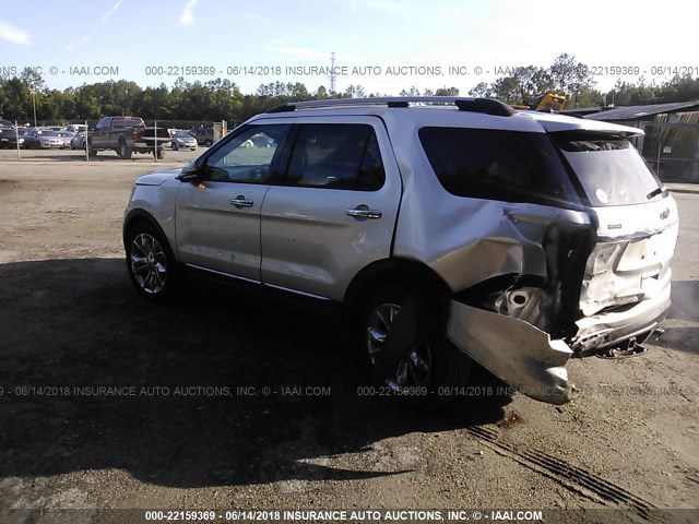 1FM5K7F86DGA65580 - 2013 FORD EXPLORER LIMITED SILVER photo 3