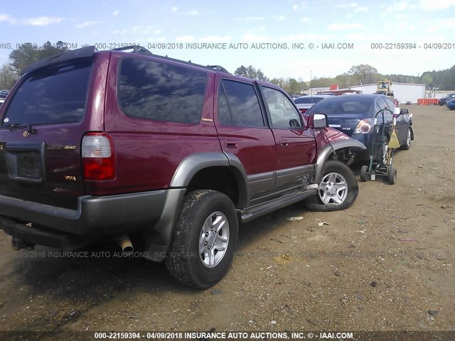 JT3HN87R6X0251885 - 1999 TOYOTA 4RUNNER LIMITED MAROON photo 4