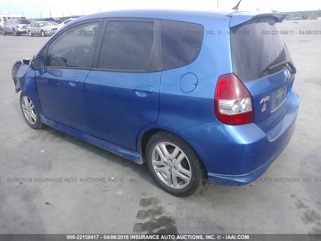 JHMGD38677S010535 - 2007 HONDA FIT S BLUE photo 3