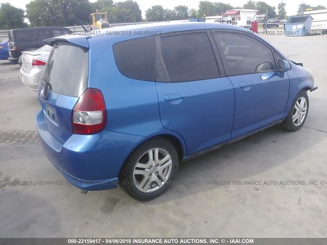 JHMGD38677S010535 - 2007 HONDA FIT S BLUE photo 4