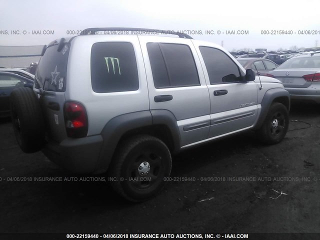 1J4GL48K52W298316 - 2002 JEEP LIBERTY SPORT Gümüş foto 4