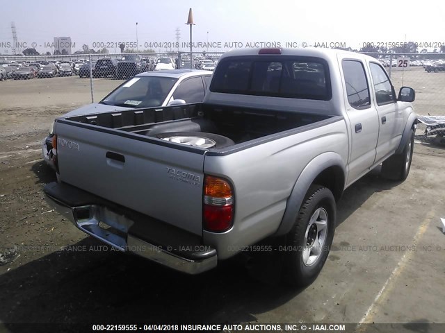 5TEGN92N31Z854673 - 2001 TOYOTA TACOMA DOUBLE CAB PRERUNNER SILVER photo 4