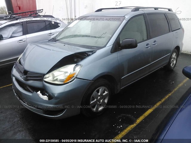 5TDZA23C05S291495 - 2005 TOYOTA SIENNA CE/LE Light Blue photo 2