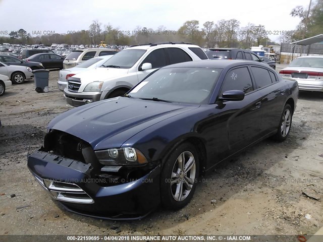 2C3CDXFG1DH568407 - 2013 DODGE CHARGER V6 Dark Blue photo 2