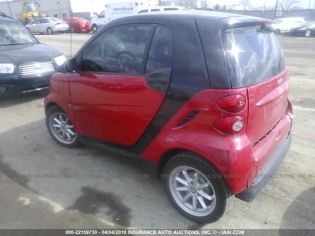 WMEEJ31X39K264459 - 2009 SMART FORTWO PURE/PASSION RED photo 3
