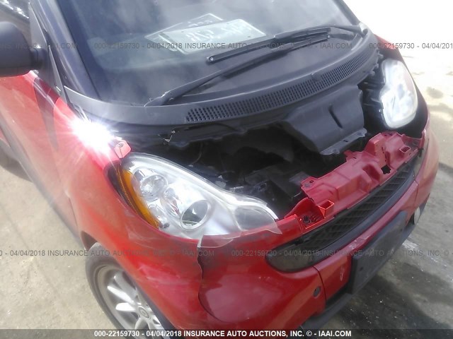 WMEEJ31X39K264459 - 2009 SMART FORTWO PURE/PASSION RED photo 6