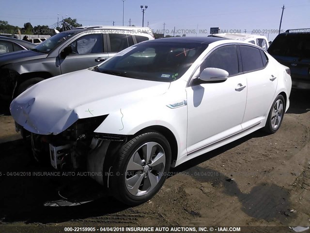 KNAGN4AD7F5087686 - 2015 KIA OPTIMA HYBRID WHITE photo 2