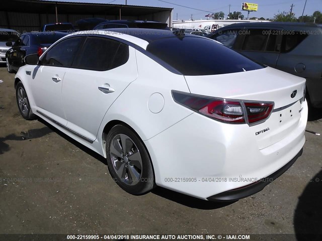 KNAGN4AD7F5087686 - 2015 KIA OPTIMA HYBRID WHITE photo 3