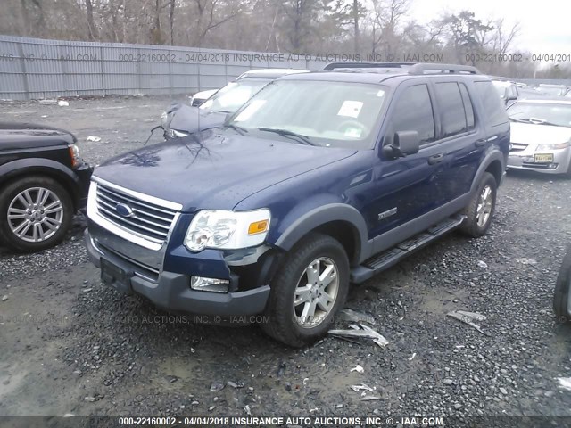 1FMEU73E06UA32518 - 2006 FORD EXPLORER XLT BLUE photo 2