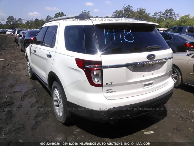 1FM5K7D80EGA97185 - 2014 FORD EXPLORER XLT WHITE photo 3