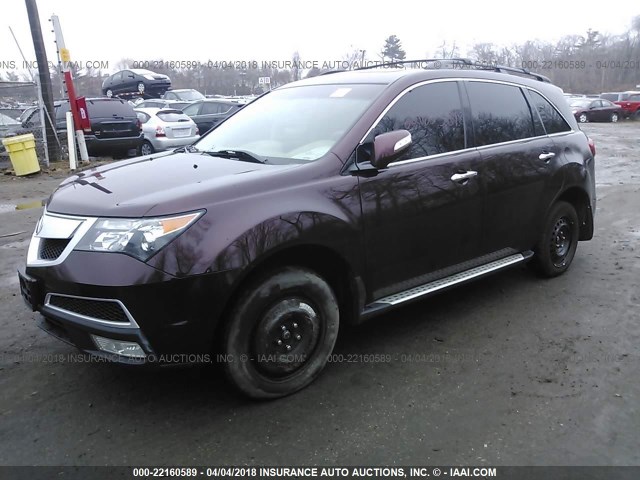 2HNYD2H69BH522372 - 2011 ACURA MDX TECHNOLOGY BURGUNDY photo 2