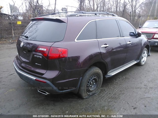 2HNYD2H69BH522372 - 2011 ACURA MDX TECHNOLOGY BURGUNDY photo 4