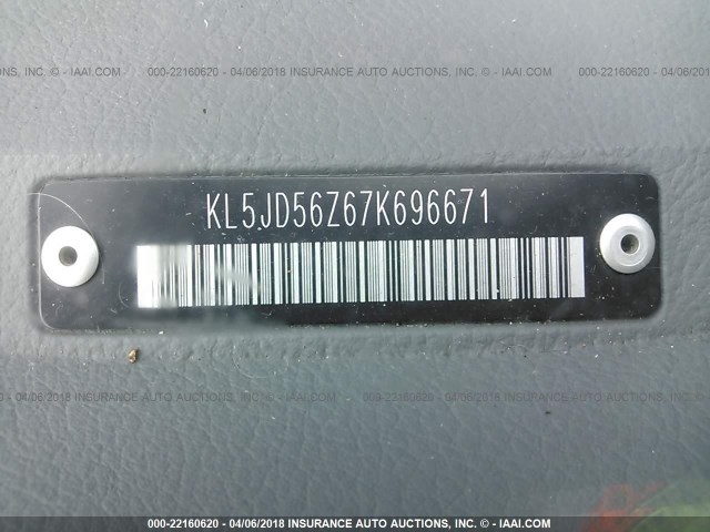 KL5JD56Z67K696671 - 2007 SUZUKI FORENZA CONVENIENCE/POPULAR BLACK photo 9