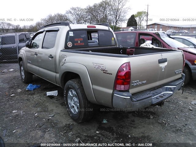 5TEJU62N45Z091009 - 2005 TOYOTA TACOMA DOUBLE CAB PRERUNNER TAN photo 3