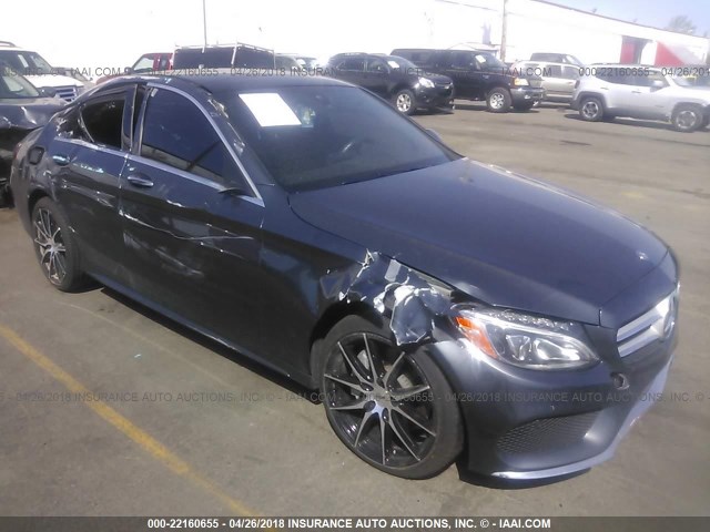 55SWF4KB7FU015490 - 2015 MERCEDES-BENZ C 300 4MATIC Dark Blue photo 1