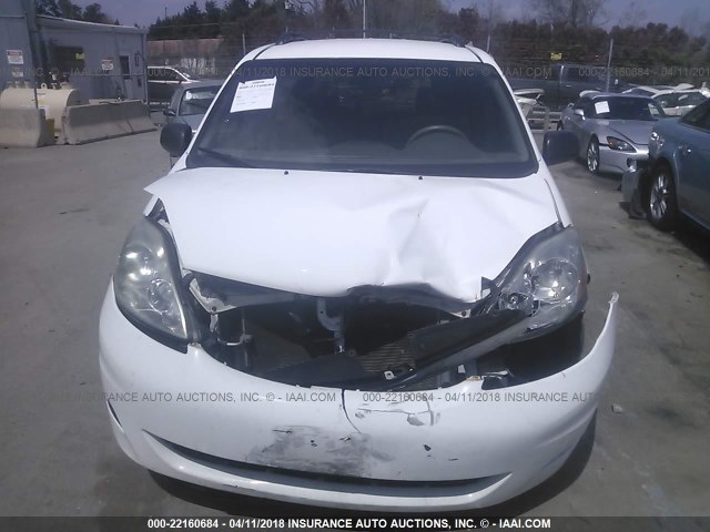 5TDZK23C87S005411 - 2007 TOYOTA SIENNA CE/LE WHITE photo 6