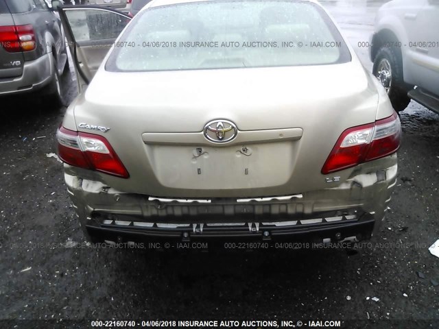 4T1BE46K07U589592 - 2007 TOYOTA CAMRY NEW GENERAT CE/LE/XLE/SE GOLD photo 6