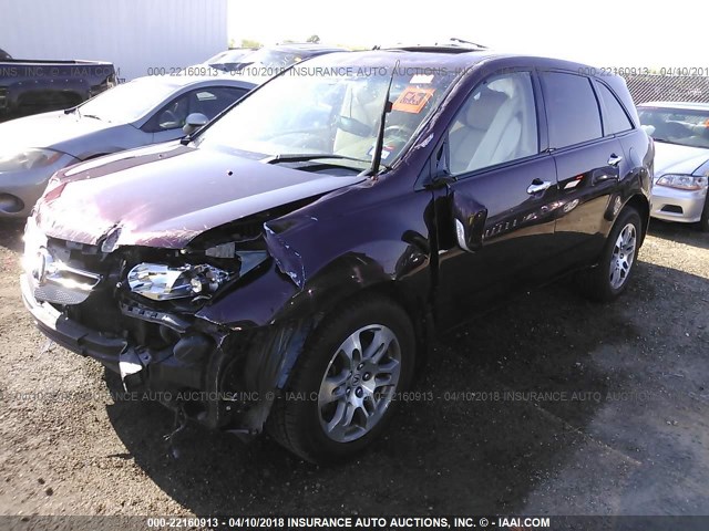 2HNYD28368H537393 - 2008 ACURA MDX TECHNOLOGY MAROON photo 2